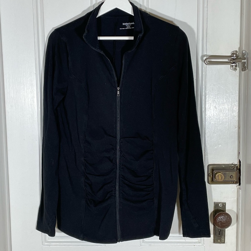 Motherhood Maternity Medium Black Zip-up Sweatshirt